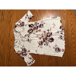Maurices 24/7 Women's Pink Purple Floral Lace-Up Half Sleeve Size M RN51783
